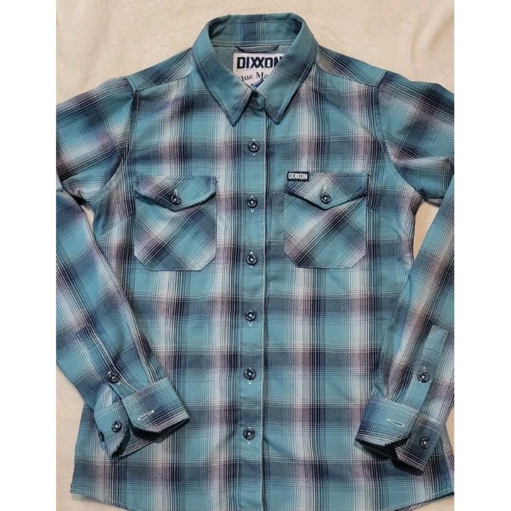 DIXXON FLANNEL COMPANY BLUE MARLIN WOMENS LONG SLEEVE PLAID BUTTONDOWN SZ SMALL - Picture 2 of 7